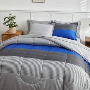 lot 2776 image: $50 Flysheep Ombre Striped Bed in a Bag 7-Piece Queen Set BlueGrey