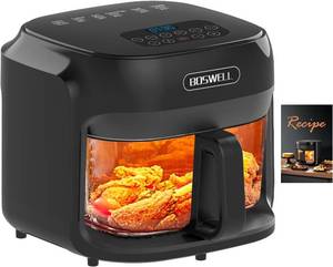 lot 2779 image: $125 BOSWELL Glass Air Fryer 7.5QT Transparent Fry Bowl, Temp Control