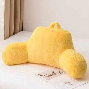 lot 2784 image: A Nice Night Faux Fur Reading Pillow Bed Wedge with Arms, Yellow