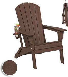 lot 2805 image: $90 Plawdlik Folding Adirondack Chair, SGS Tested, Cup Holder, HDPE