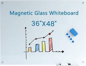 lot 2816 image: $120 Glass Whiteboard 48x36 Magnetic Frameless Wall-Mounted