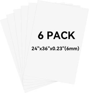 lot 2824 image: $50 6 Pack White Foam Board 24x36, 0.23 Thick Foam Core