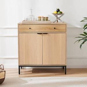 lot 2833 image: $95 Mericonia Farmhouse Buffet Sideboard Cabinet, Fluted 2-Door