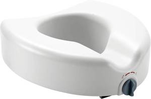 lot 2835 image: Medline 5 Raised Toilet Seat with Lock, No Arms, White, 400 lb