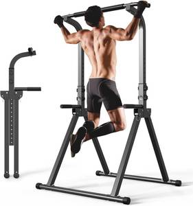 lot 2845 image: $96 Foldable Pull-Up Bar, Free-Standing Power Tower with Bands