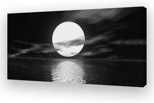lot 2849 image: $146 Cao Gen Decor Art 58x29, Wall Art Canvas Sea White Full Moon