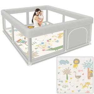lot 2863 image: $50 Baby Playpen 50x50 Inch with Mat, Play Yard for Babies