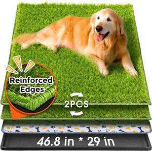 lot 2881 image: $130 Hompet Dog Grass Pad with Tray, 46.8x29 Reusable Turf Potty
