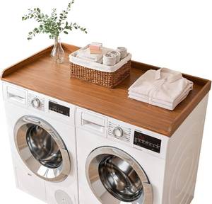 lot 2889 image: $123 Washer Dryer Countertop, 54W x 27.5D, Wooden Topper, Walnut