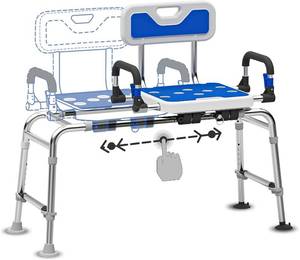 lot 2893 image: $110 Sliding Shower Chair with Arms & Back, 500lb Tub Transfer Bench