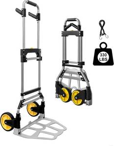 lot 2897 image: $50 Folding Hand Truck Dolly Cart with Wheels, 330 LBS, Aluminum