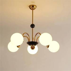 lot 2898 image: $336 Chandelier Lighting for Living Room Glass Globe Gold Chrome