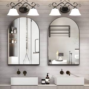 lot 2901 image: $113 Wall Mounted Arched Mirror 2-Pack 24x36 with Metal Frame, SILVER