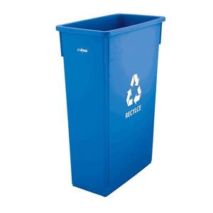 lot 2910 image: $46 Winco Slim Commercial Trash Can, 23 Gallon, Blue