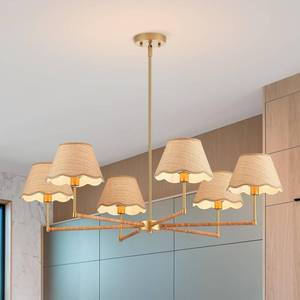 lot 2917 image: $101 39  Boho Rattan Chandelier   6-Light Rustic Pendant Light