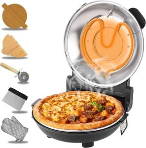 lot 2918 image: $80 Pizza Oven 12-In 800 F, 1200W, Ceramic Stone, Two-Button Temp
