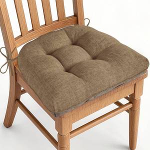 lot 2923 image: 2 pack AddGrace Chair Cushions, Tufted, Non-Slip, 18x17x3, Light Brown