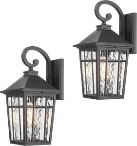 lot 2951 image: $97 Outdoor Light Fixture 14-Inch Wall Lights Ripple Glass E26 2-Pack