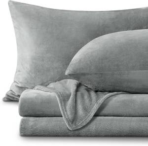 lot 2956 image: BEDELITE Fleece Sheets Queen Set, 4-Piece, Deep Pocket, Grey