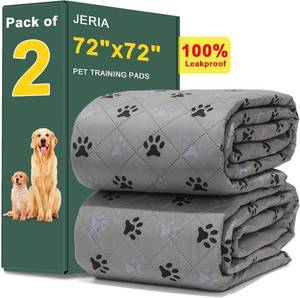 lot 2957 image: JERIA 1 Pack 72x72 Waterproof Non-Slip Pee Pads, Washable