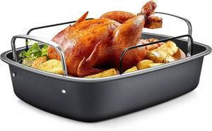 lot 2965 image: $46 Nonstick Turkey Roasting Pan with Rack, 17x13 Inch, Extra Large