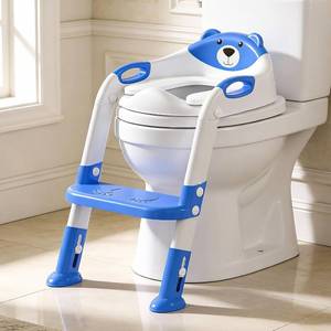 lot 2966 image: SKYROKU Potty Training Toilet with Step Stool Ladder - Dark Blue
