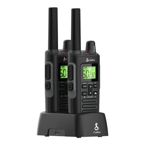 lot 11520 image: Cobra RX685 Walkie Talkies Two-Way Radios (Pair), 40-mile Range and 60 Channels with 121 Privacy Codes - IP54 Waterproof & NOAA Weather Alerts
