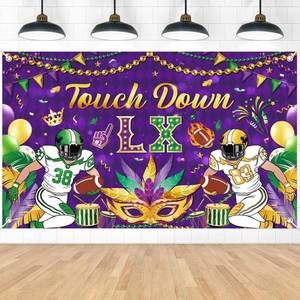 lot 12782 image: Super Football Backdrop Banner Party Decorations 2026, 70  43 Inches Football Touch Down Lx Sports Themed Backdrop Decoration, Mardi Party Decor Supplies