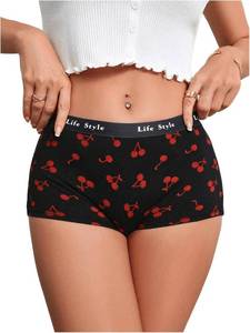 lot 12788 image: SOLY HUX Womens Graphic Female Boxer Briefs, Funny Boy Shorts Panties for Teen Girls, Cute Novelty Underwear for Women Black Cherry Large