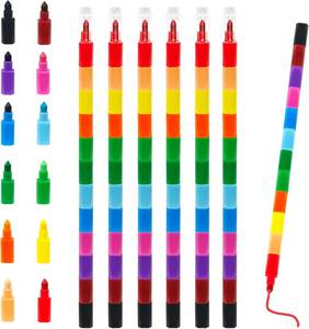 lot 12817 image: Stackable Crayons,6 PCS Stacking Buildable Crayons Colorful Stackable Pencils,12 Colors Stackable Painting Colored Pencils