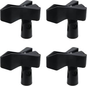 lot 12826 image: 4 Pcs Versatile Microphone Clip, Adjustable Holder for Mic with 58 to 38 Screw Adapter, Live Streaming Stand Accessory Chuck for Live Broadcast, Speech, Podcasting (Black)