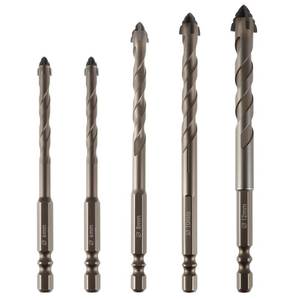 lot 12844 image: 3 Boxes 5 Count Four Blade Serrated Eccentric Drill Bit Set, Four-Flute Sawtooth Eccentric Drill Bits for Stone Concrete Glass Brick Cement Wood Metal (6681012mm)