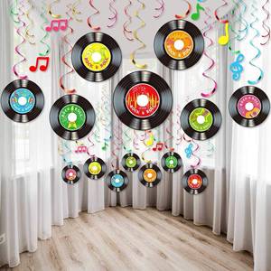lot 30012 image: Sumind 30 Pcs 1950s Rock and Roll Music Party Sock Hop Decorations Vinyl Record Note Cutout Wall Decor Sign with Hanging Swirls Ceiling Decor for 50s Theme Rock Music Video DJ Party Supplies 7 Inch
