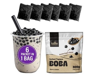 lot 30031 image: Fusion Select Instant Boba - No-Cook Instant Tapioca Pearls for Bubble Tea Drinks, Hot or Cold Sweet Milk Beverage - Microwave or Heat With Boiling Water - Real Brown Sugar Flavored Balls