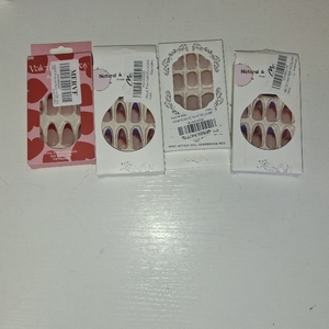 lot 30044 image: MISUD Press on Nails - Medium Almond Fake Nails with Bling Glitter, Acrylic Ombre Design 24 pcs