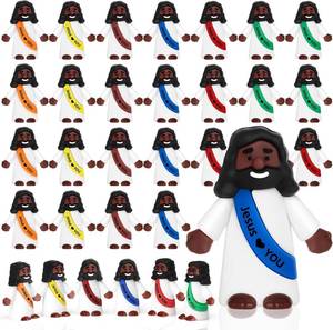 lot 30049 image: 3 cases Draupnir 30PCS Little Jesus Figures Easter Black Mini Jesus Figurines in Bulk, Religious Jesus Loves You Figures Gift(Rainbow,Jesus Love You)