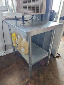 lot 20513 image: Elkay Commercial Stainless Steel Work Table  Model #74160000