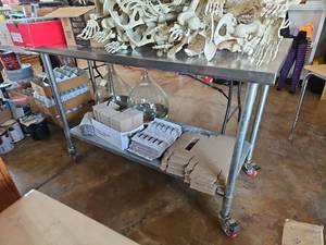 lot 20516 image: Elkay Commercial Stainless Steel Rolling Prep Table&nbsp