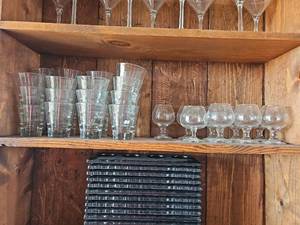 lot 20601 image: Clear Glassware Set w (29) Whiskey Glasses &amp (9) Etched Snifters