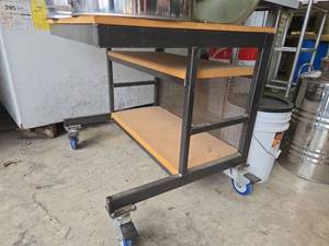 lot 15654 image: Industrial Rolling Cart with 2-Tier Shelving