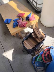 lot 20637 image: Assorted Lot of Large Outdoor Games including Cornhole, Horseshoes, and Janga