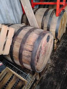 lot 20633 image: 50 Gallon Steel Banded Barrel