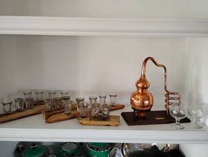 lot 18517 image: Flight Trays Made for Barrel W a Replica Copper Still