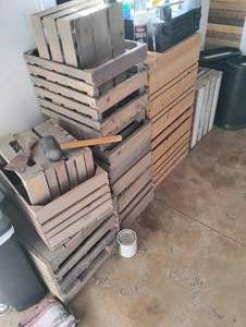 lot 18531 image: Bulk Lot of Creates and Sand Filled Table Markers