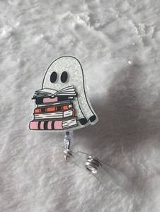 lot 2323 image: Bookish Ghost Glitter Badge Clip