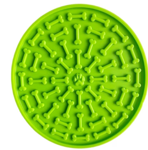 lot 2300 image: Slow Feeder Dog Bowl - Green Bone Pattern