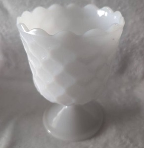 lot 2303 image: White Milk Glass Pedestal Compote