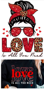 lot 2334 image: Love Is All You Need Leopard Print Heat Transfers - 2 ct