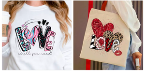 lot 2335 image: Valentines Day LOVE Art Prints Heat Transfer - 2 ct
