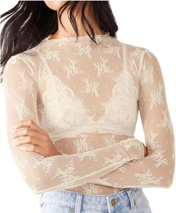 lot 2348 image: New White Floral Lace Long Sleeve Shirt - No SizeML